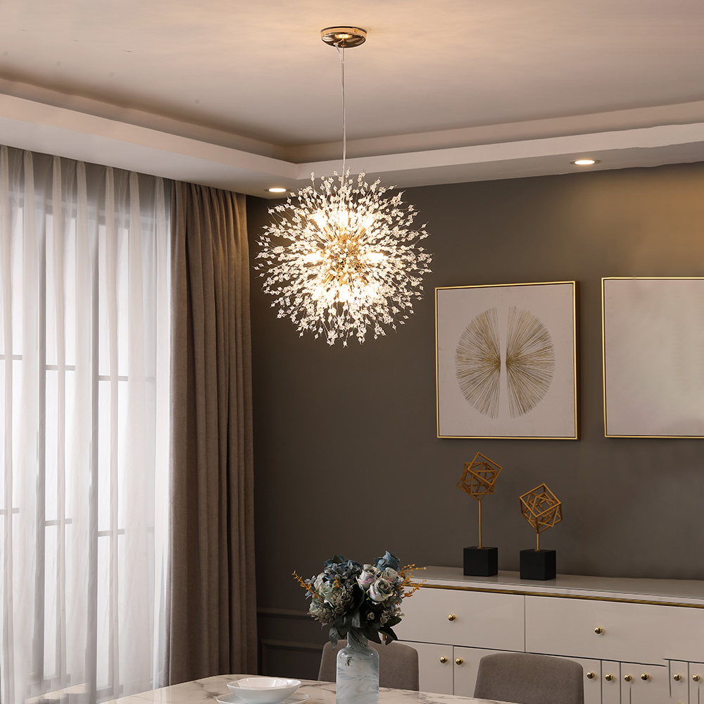 Nordic Creative Dandelion Pendant Light Beaded Crystal Chandelier-Handwovenlamp