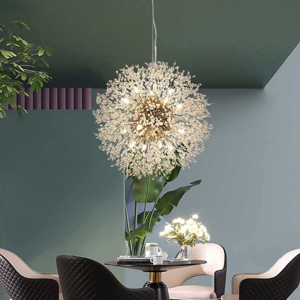 Nordic Creative Dandelion Pendant Light Beaded Crystal Chandelier-Handwovenlamp
