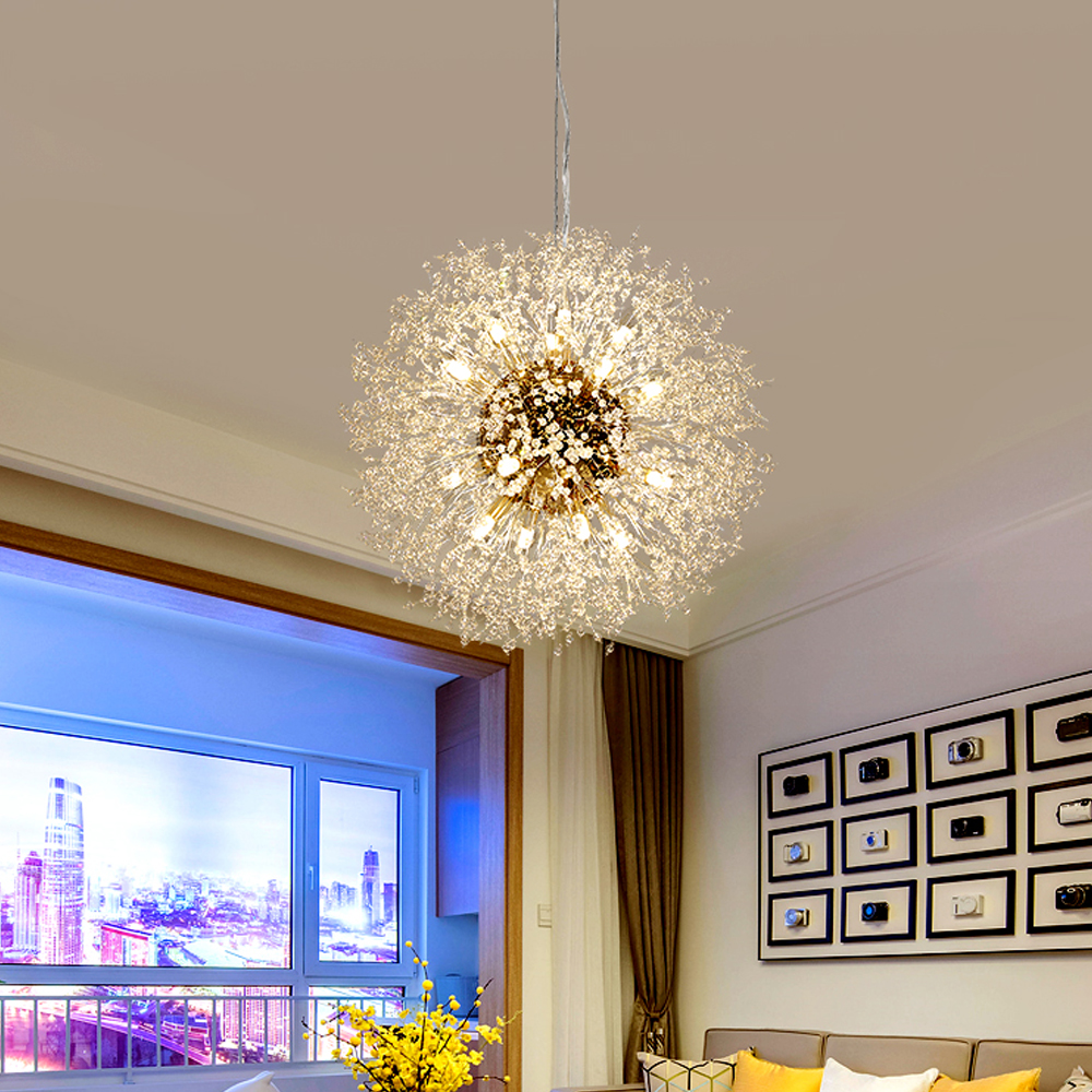 Nordic Creative Dandelion Pendant Light Beaded Crystal Chandelier-Handwovenlamp