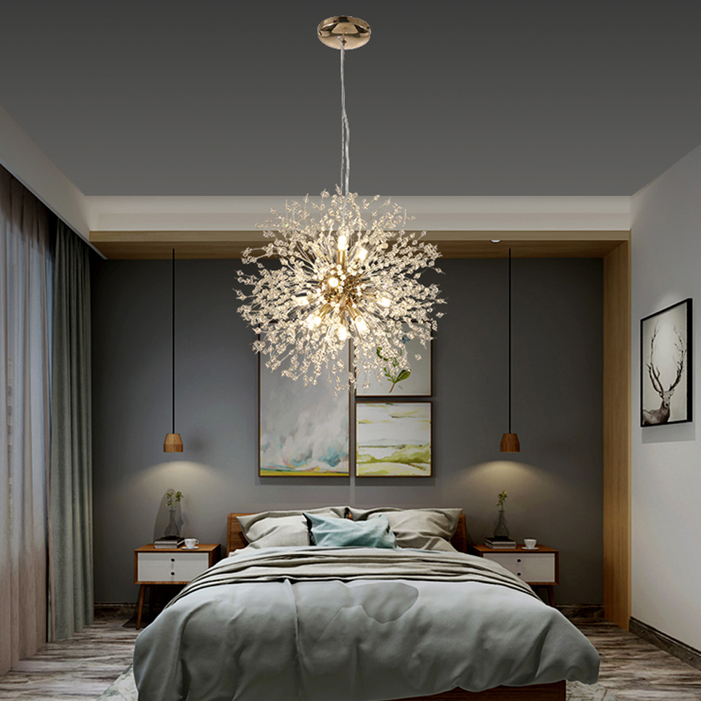 Nordic Creative Dandelion Pendant Light Beaded Crystal Chandelier-Handwovenlamp