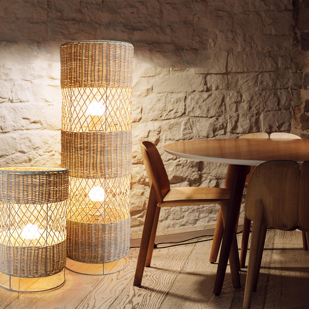 Japanese B&B Zen Rattan Floor Lamp-Handwovenlamp
