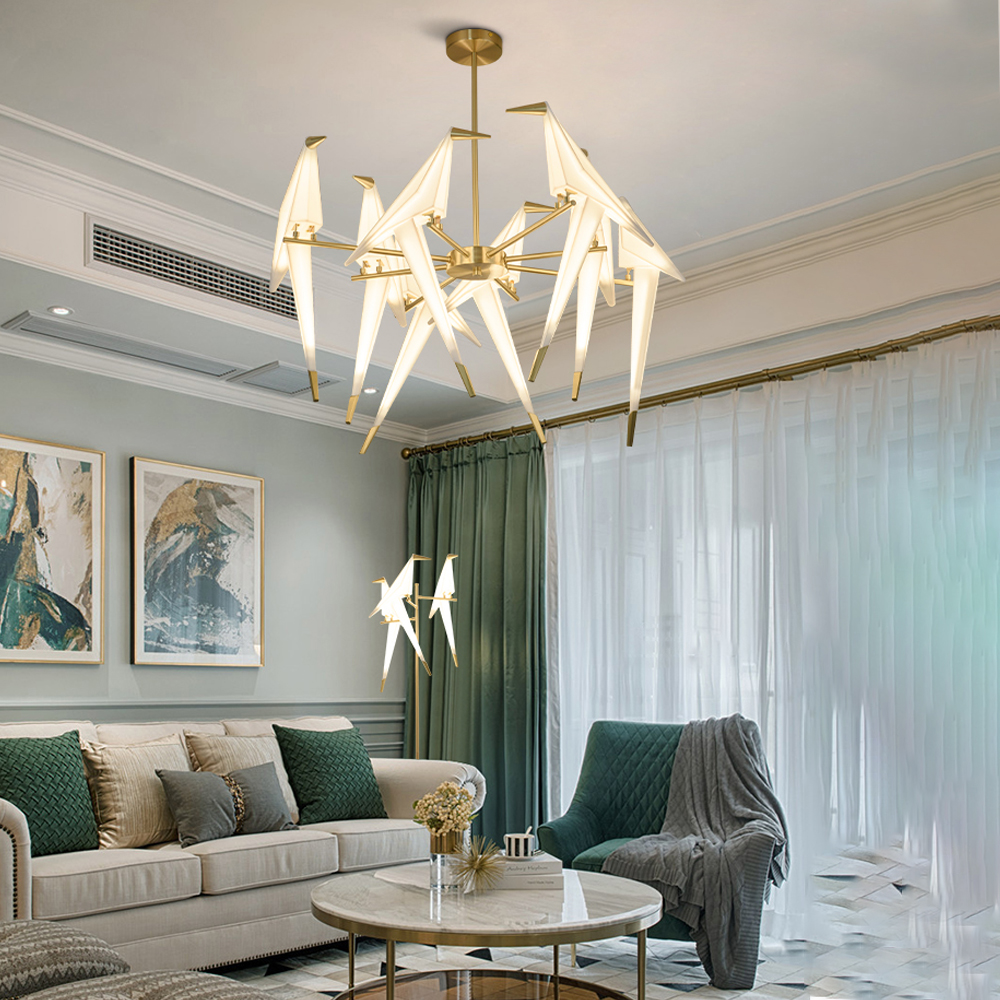 Dutch Minimalist Acrylic Ceiling Light Origami-Bird Pendant Lamps-Handwovenlamp