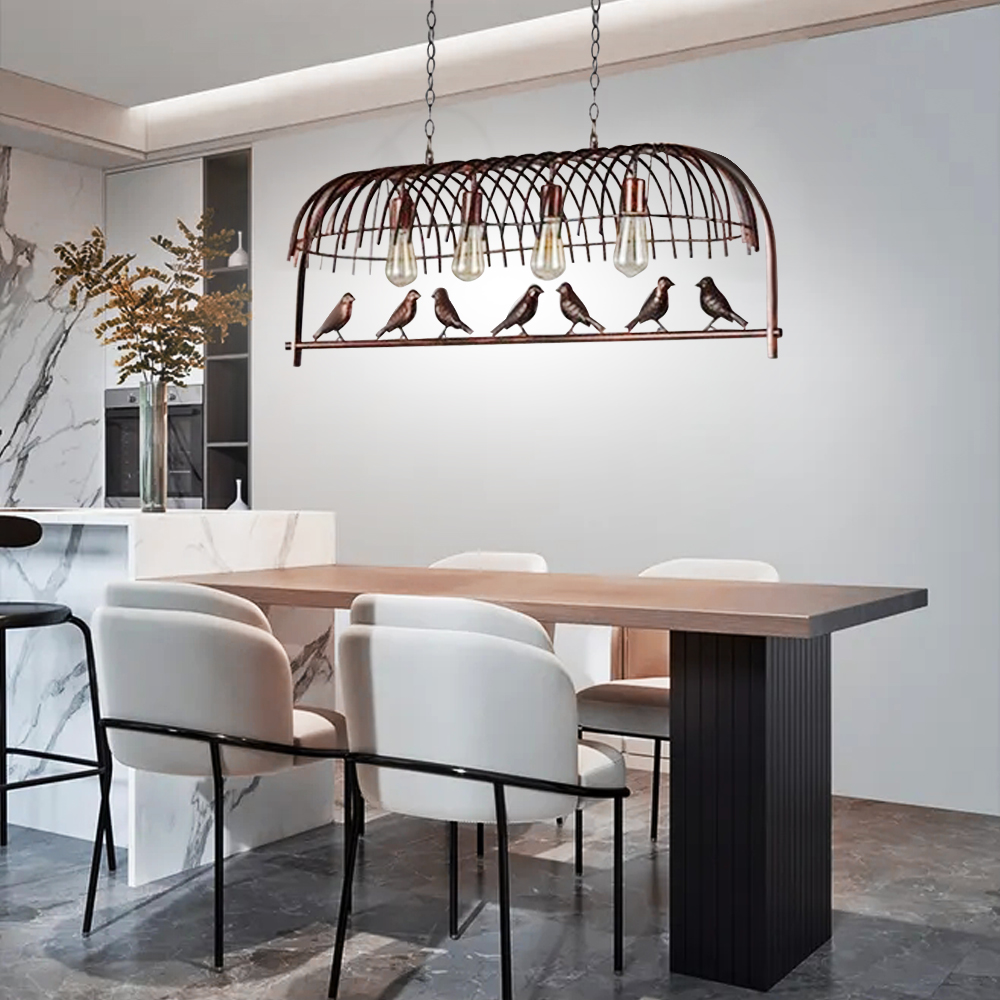 Industrial Style Metal birdcage chandelier Nordic Birds Pendant Light-Handwovenlamp