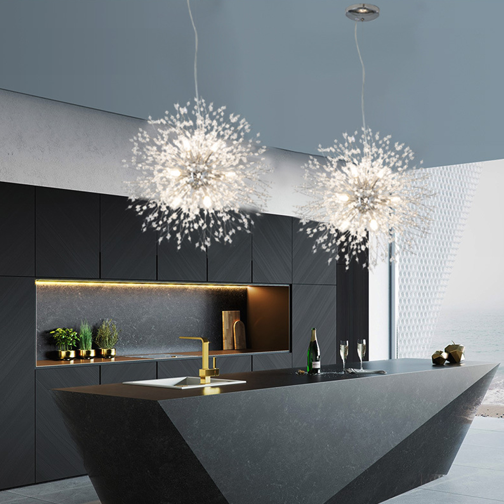 Nordic Creative Dandelion Pendant Light Beaded Crystal Chandelier-Handwovenlamp