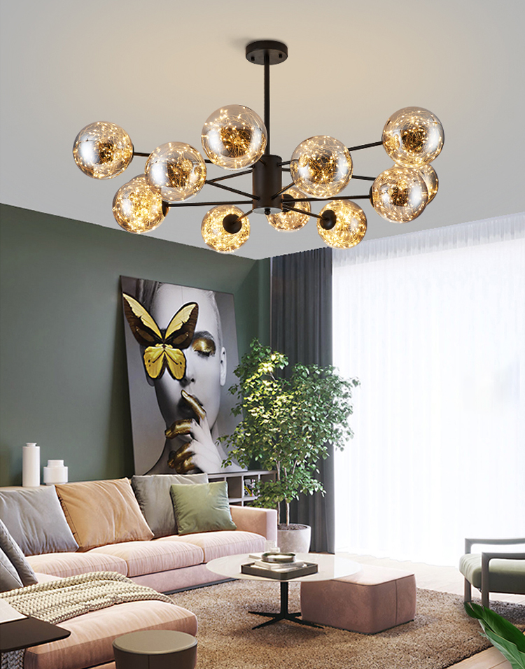 Modern Ceiling Chandelier Glass Ball Pendant Lamp For Living Room-Handwovenlamp