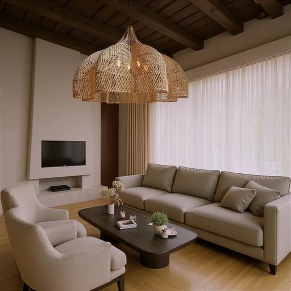Rattan Novelty Pendant Lights Wicker Pendant Shade-Handwovenlamp