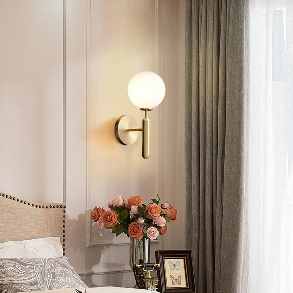 Postmodern Luxury Glass Wall Lamp Nordic Personalized  Bedroom Bedside Hallway Wrought Iron Light