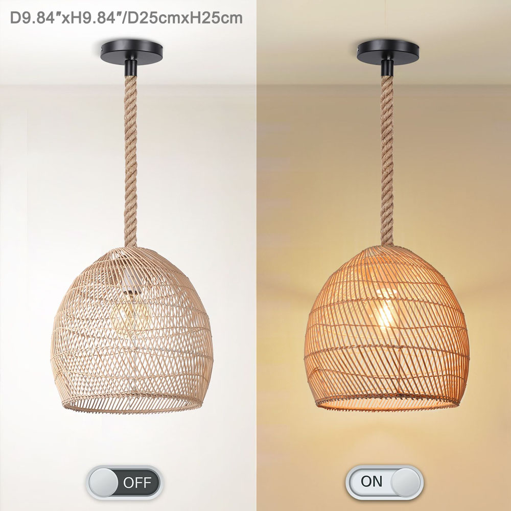 Rattan Light Fixture Coastal Boho Dining Room Chandelier Lamp