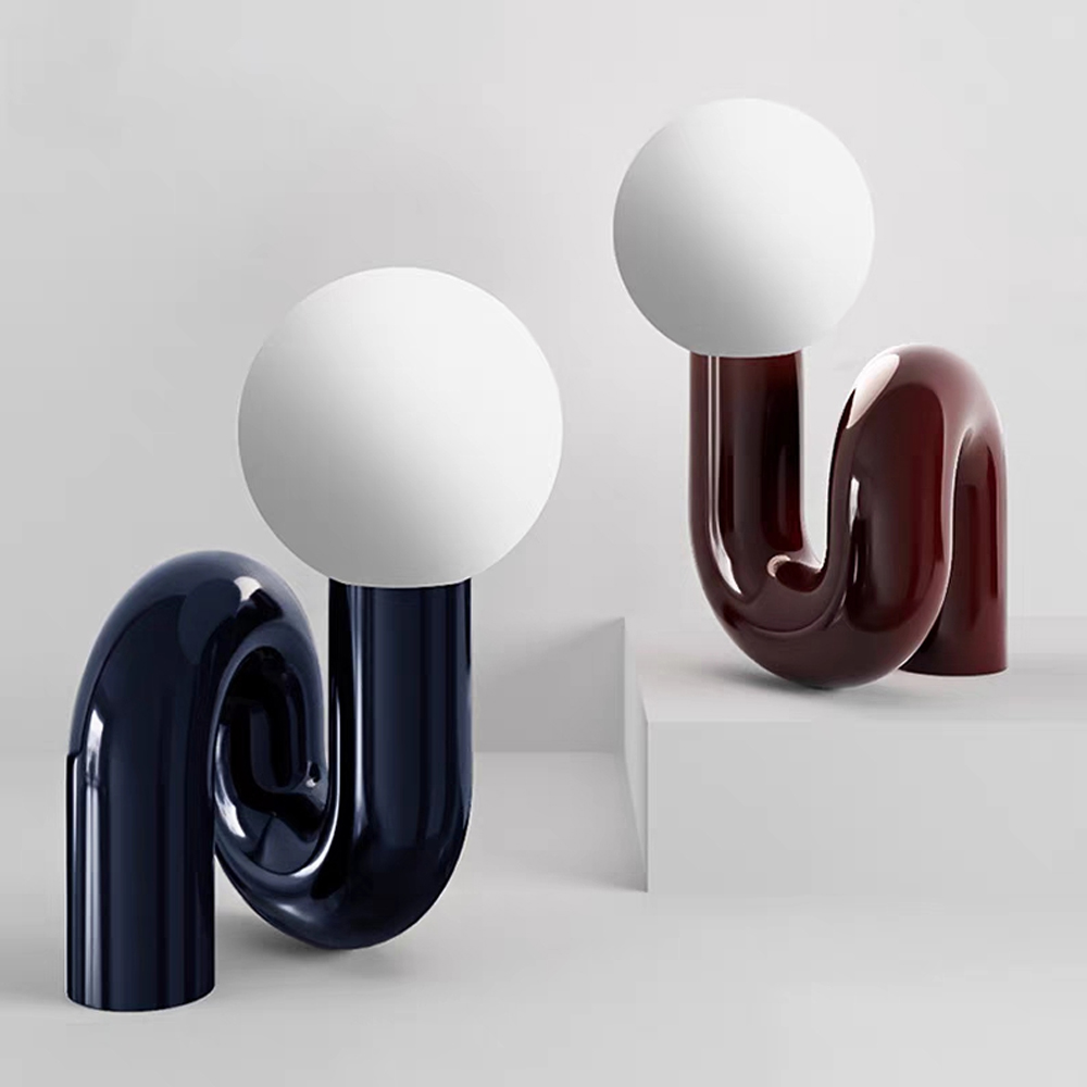 Nordic Red Bedside Lamp Light Luxury Glass Table Lamp-Handwovenlamp