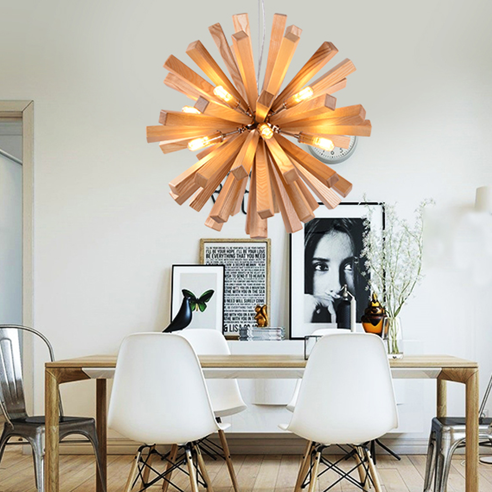 Dandelion Wooden Nordic Chandelier For Dining Room-Handwovenlamp