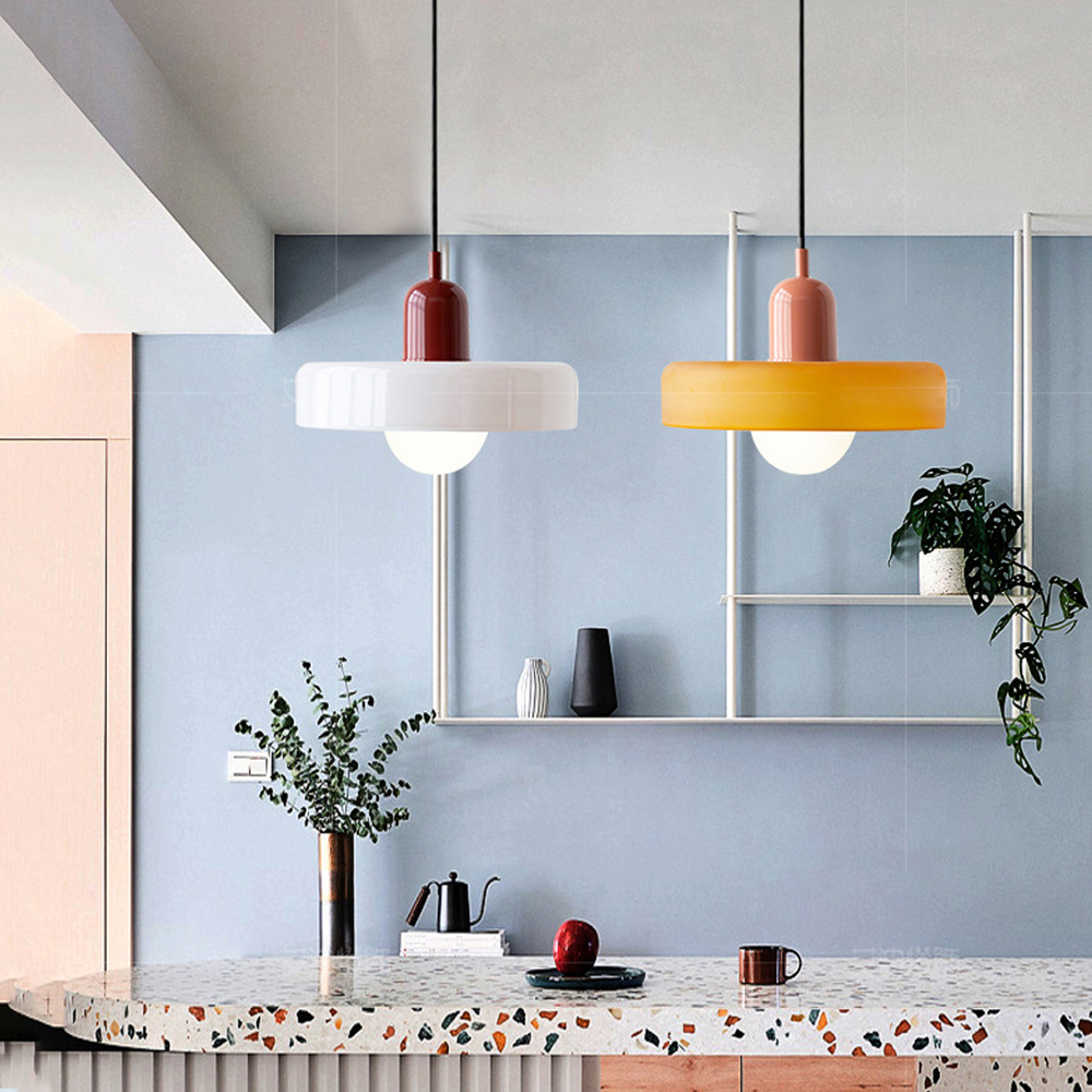 Nordic Vintage Green Medieval Lamp Danish Cream Wind Glass Pendant Light-Handwovenlamp