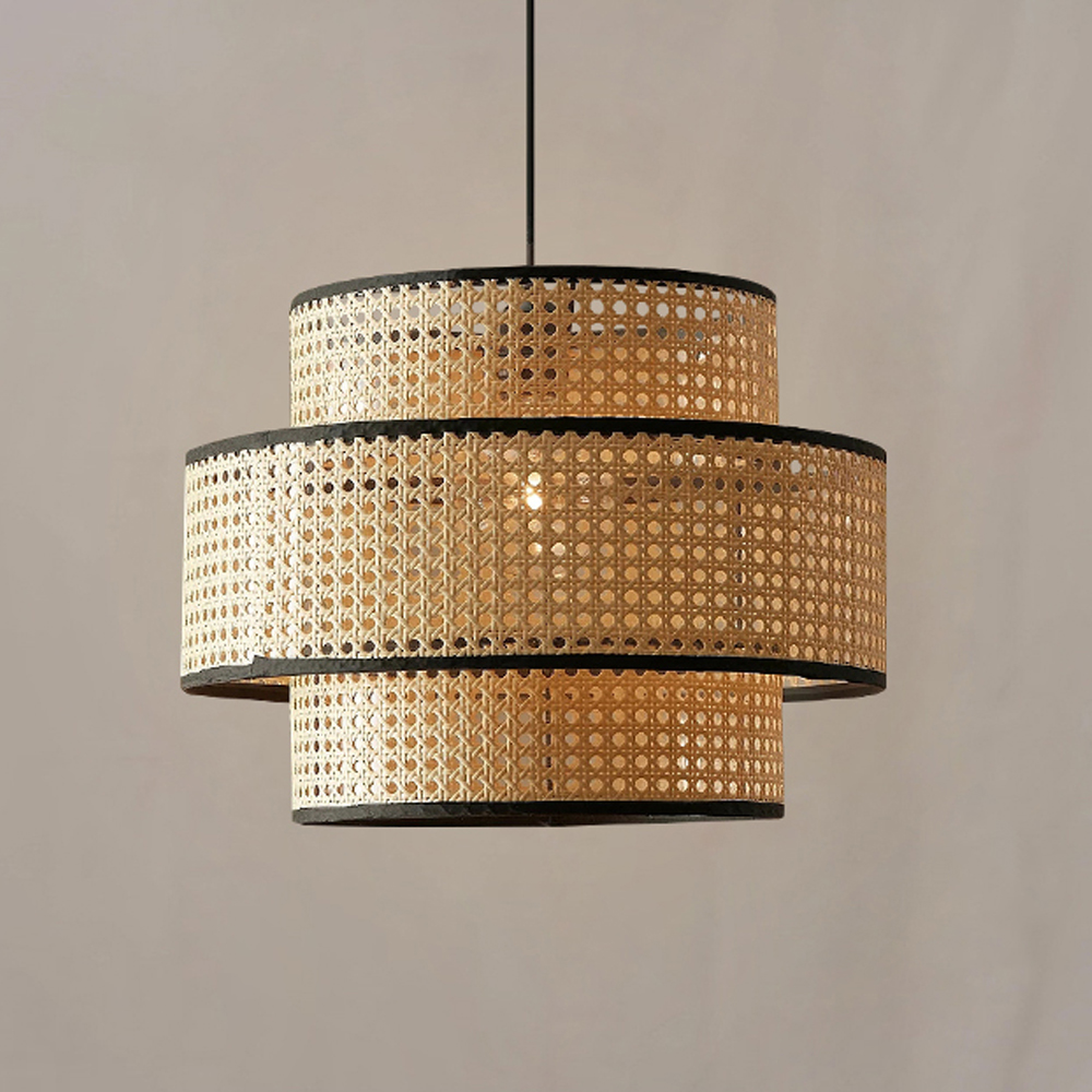 Nordic Style Rattan Pendant Light Fixture Handwoven Dining Room Art Chandelier-Handwovenlamp