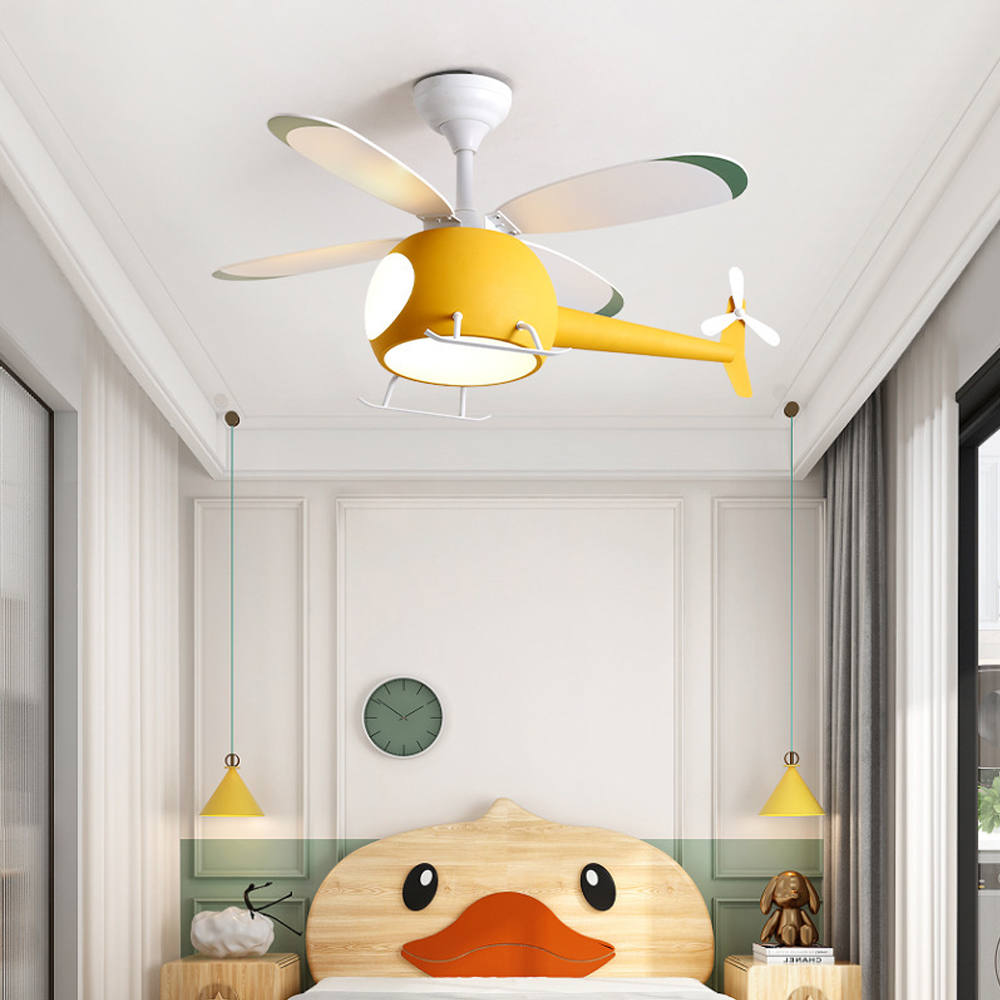 Children's Room Fan Light Cartoon Airplane Ceiling Lamps For Nursery-Handwovenlamp