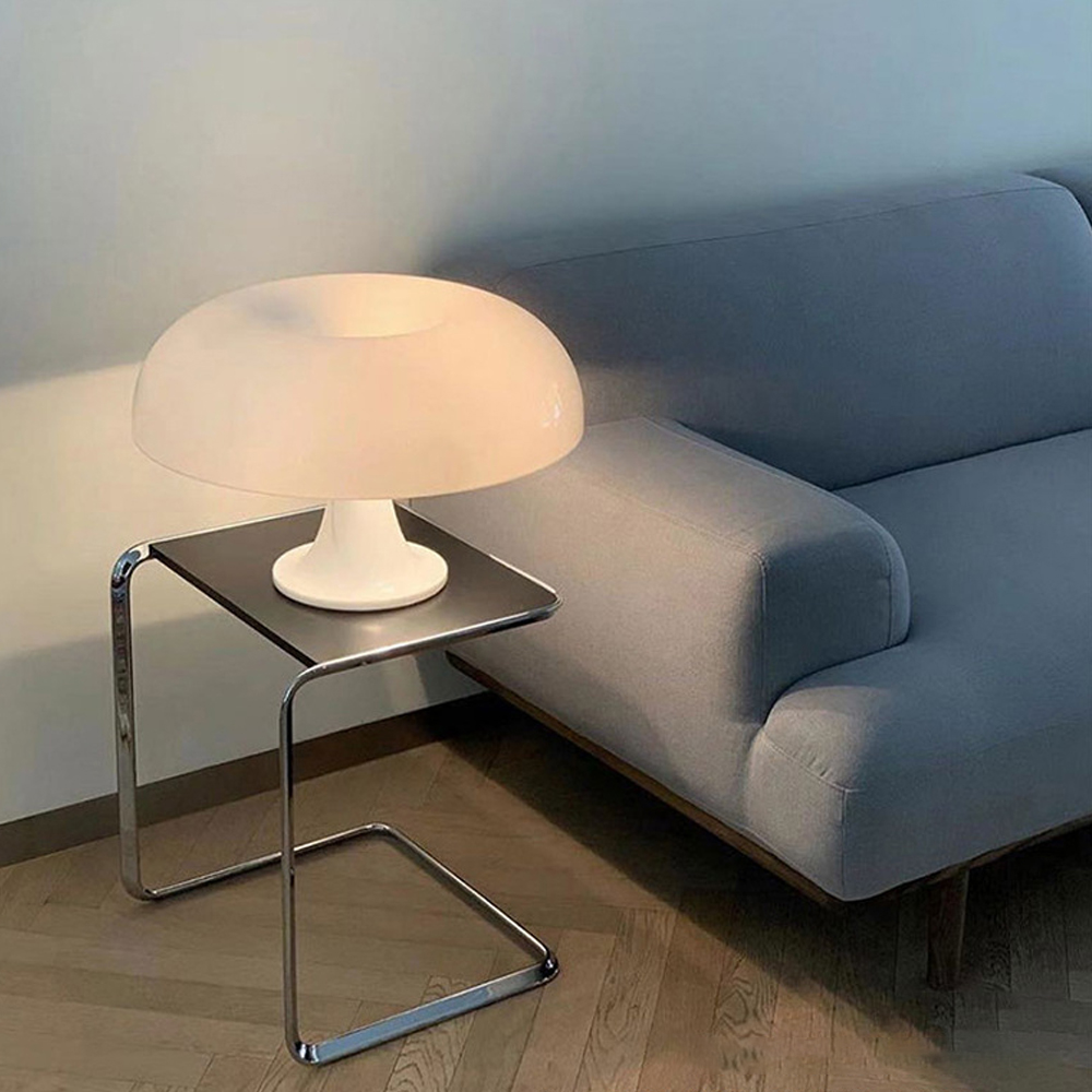 Simple Danish Designer Nordic Orange Mushroom Table Lamp White Bedside Light-Handwovenlamp