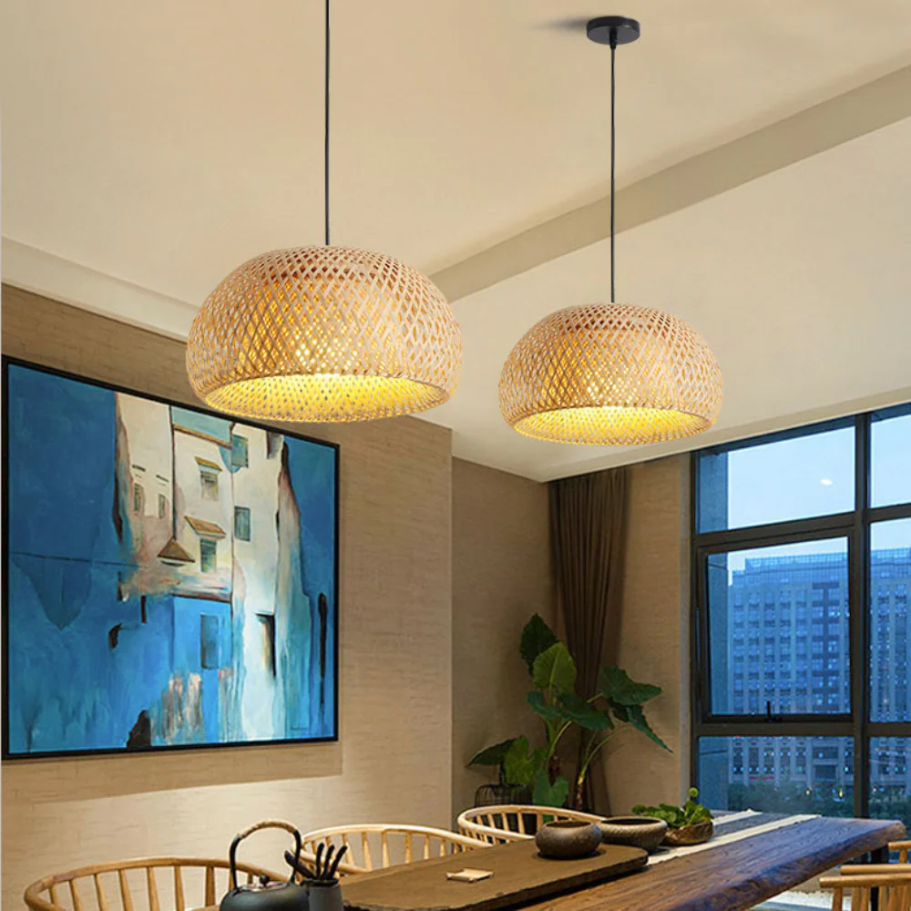 DIY Kitchen Island Bamboo Lamp Shade Home Decor Pendant Lighting-Handwovenlamp