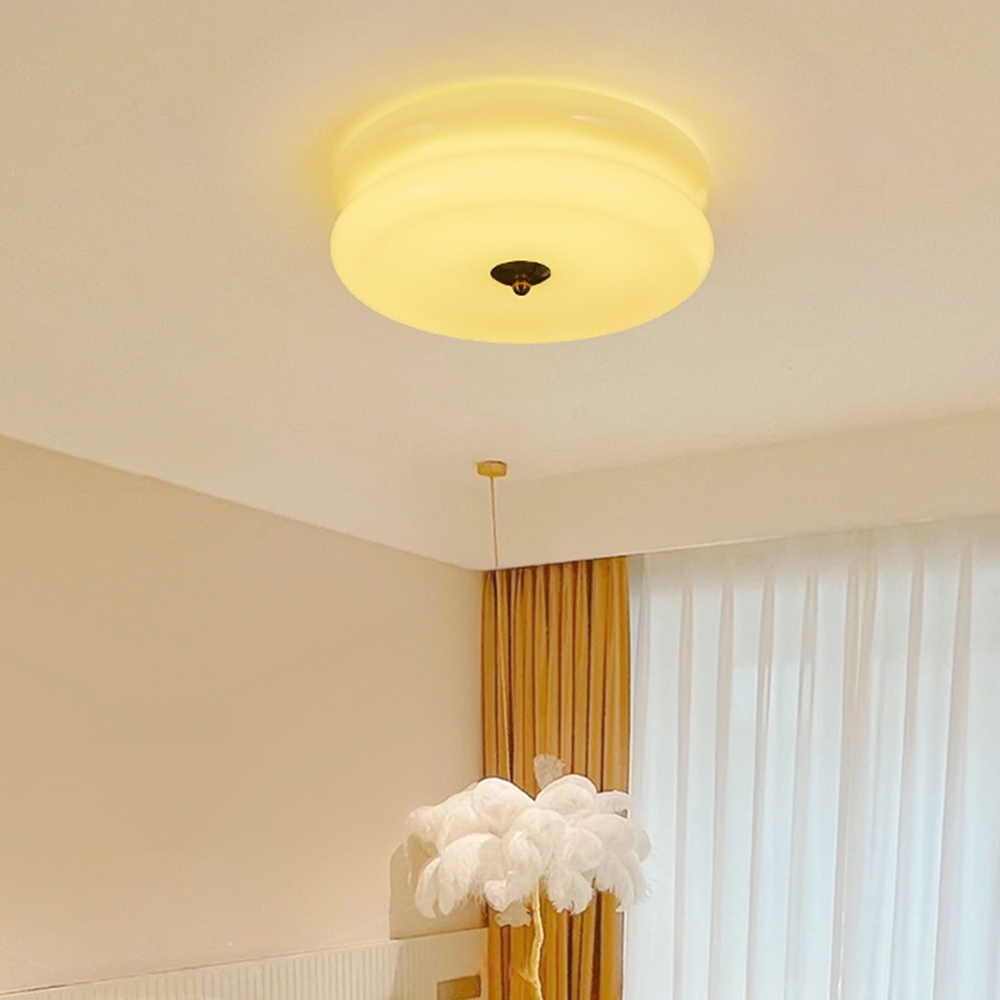 French-style Bedroom Glass Ceiling Lamp Cream Simple Living Room Lighting-Handwovenlamp