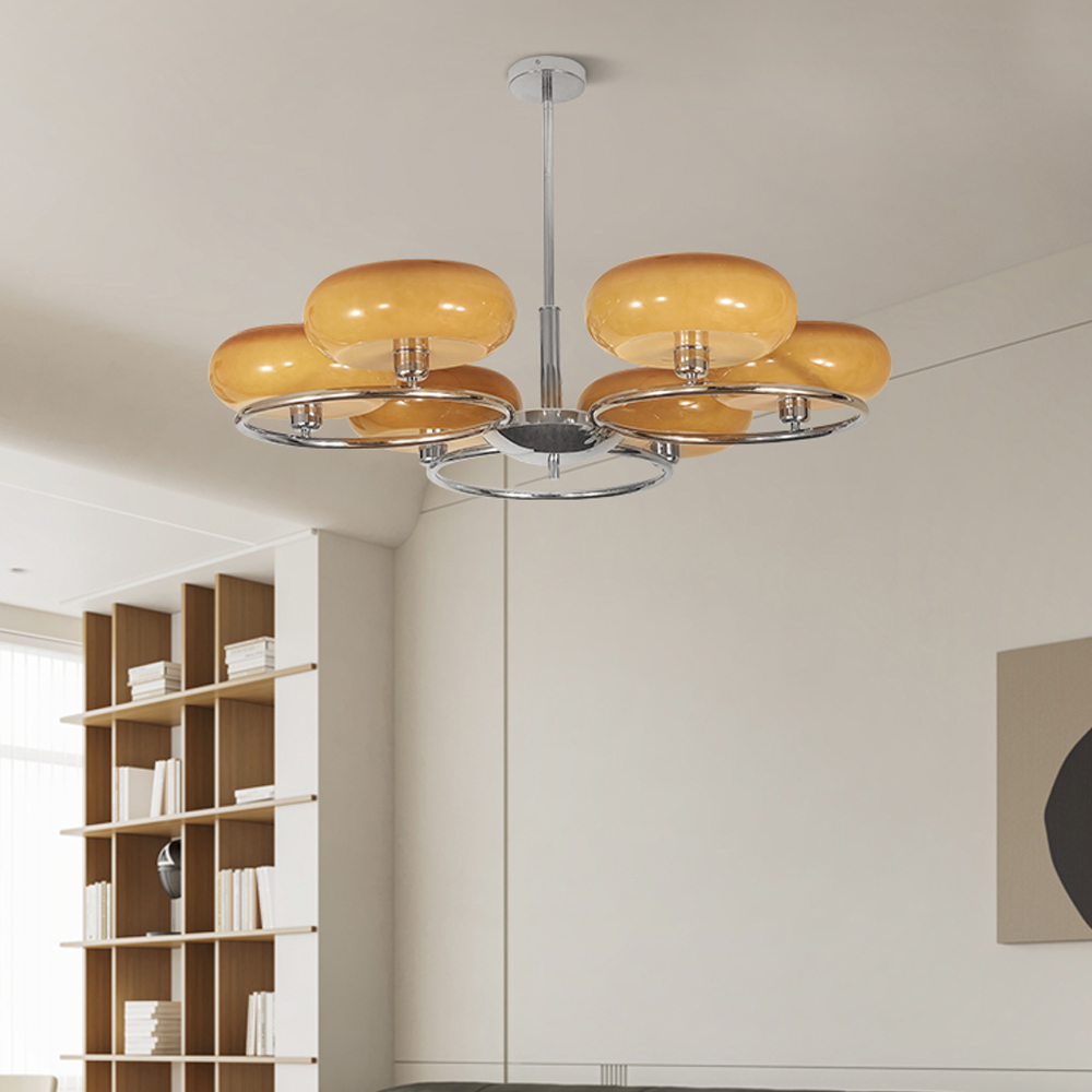 Modern 6 Heads Chandelier Living Room Design Minimalist Ceiling Lamp-Handwovenlamp