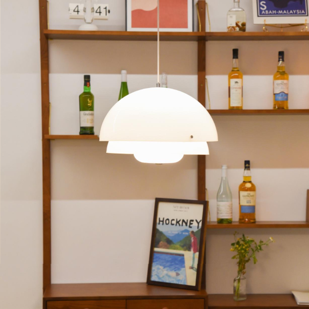 Vintage French Dining Table Lamp Living Room Glass Pendant Light-Handwovenlamp