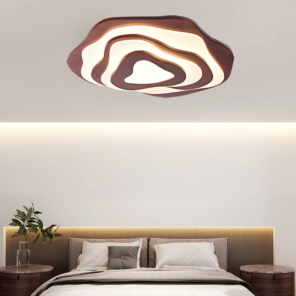 Japanese Flower Ceiling Lamp Solid Wooden Chandelier For Bedroom-Handwovenlamp
