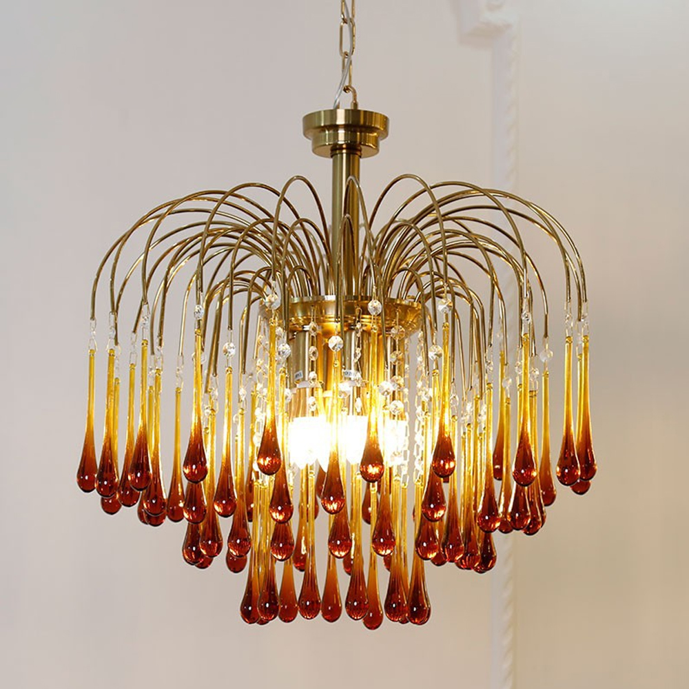 Classical Drop Glass Chandelier Italian Design Living Room Crystal Lighting-Handwovenlamp