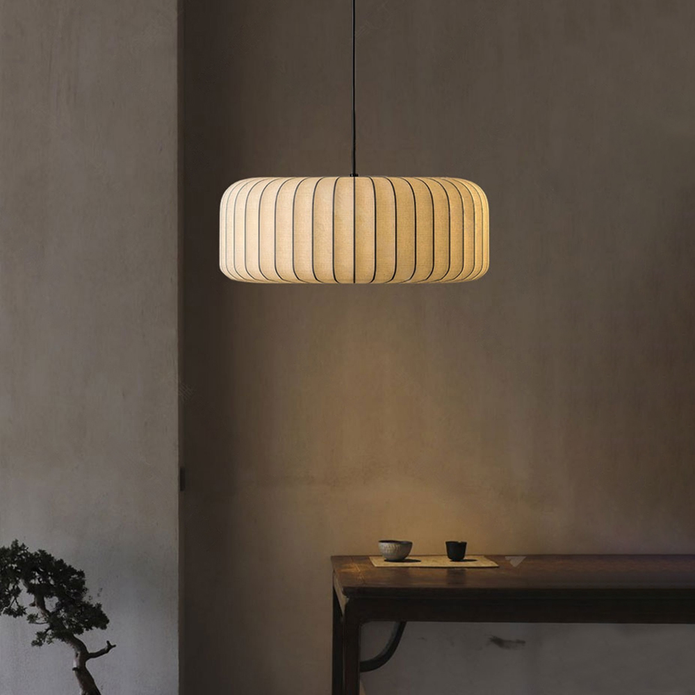 Wabi-Sabi Style Japanese Simple Imitation Silk Pendant Lights Living Room Combination Lamps-Handwovenlamp