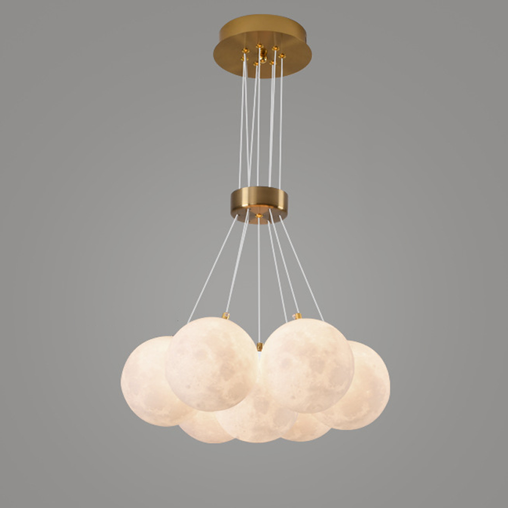 Nordic Children's Room Chandelier 3D Moon Bubble Ball Pendant Lamp-Handwovenlamp