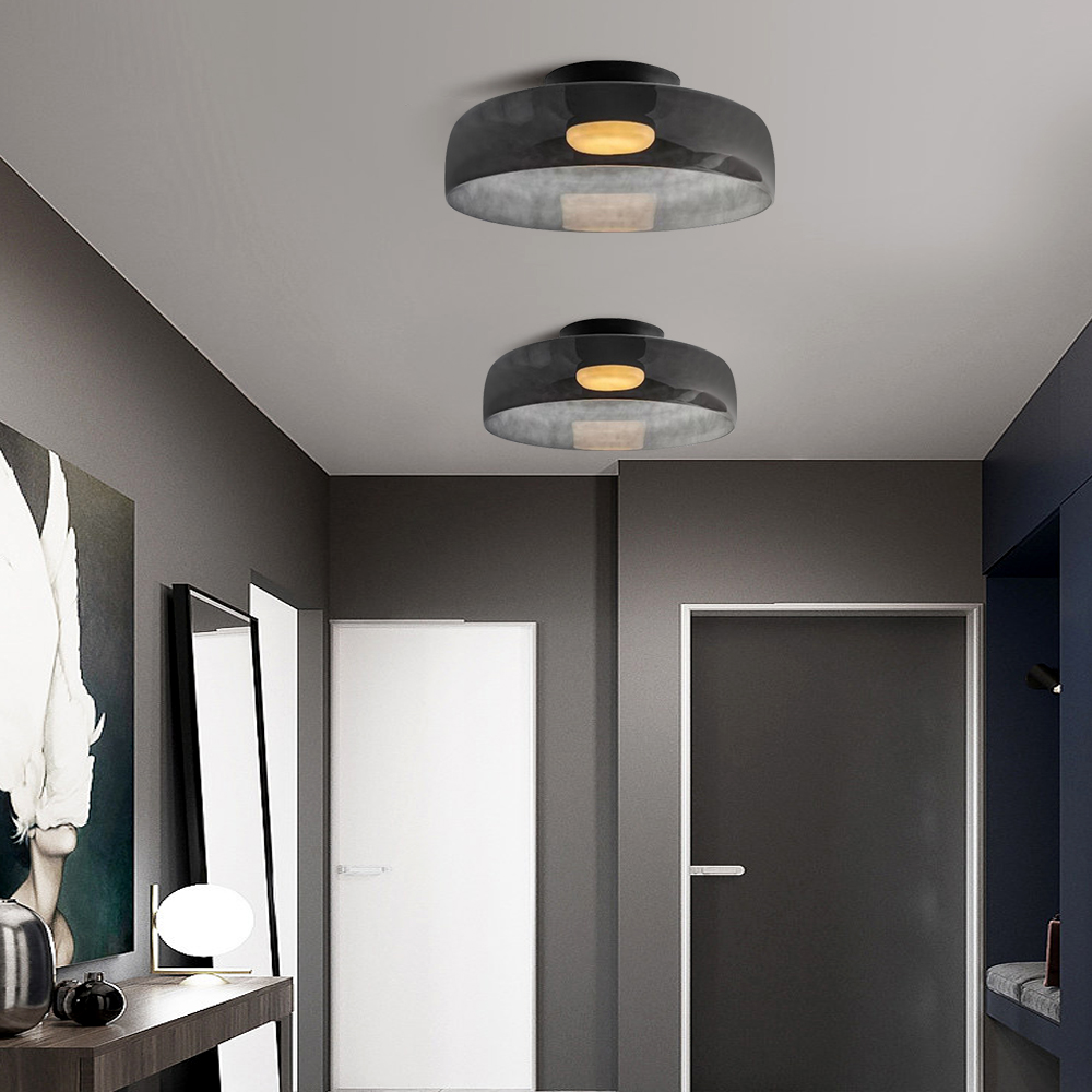 Nordic Designer Corridor Ceiling Light Retro Bedroom Glass Hanging Lamp-Handwovenlamp