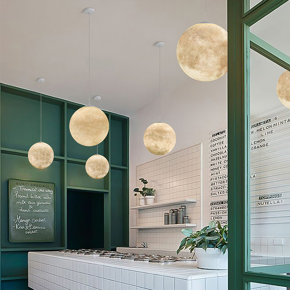 Commercial Design Exhibition Room Resin Chandelier Bar Restaurant Decor Moon Pendant Lamp-Handwovenlamp