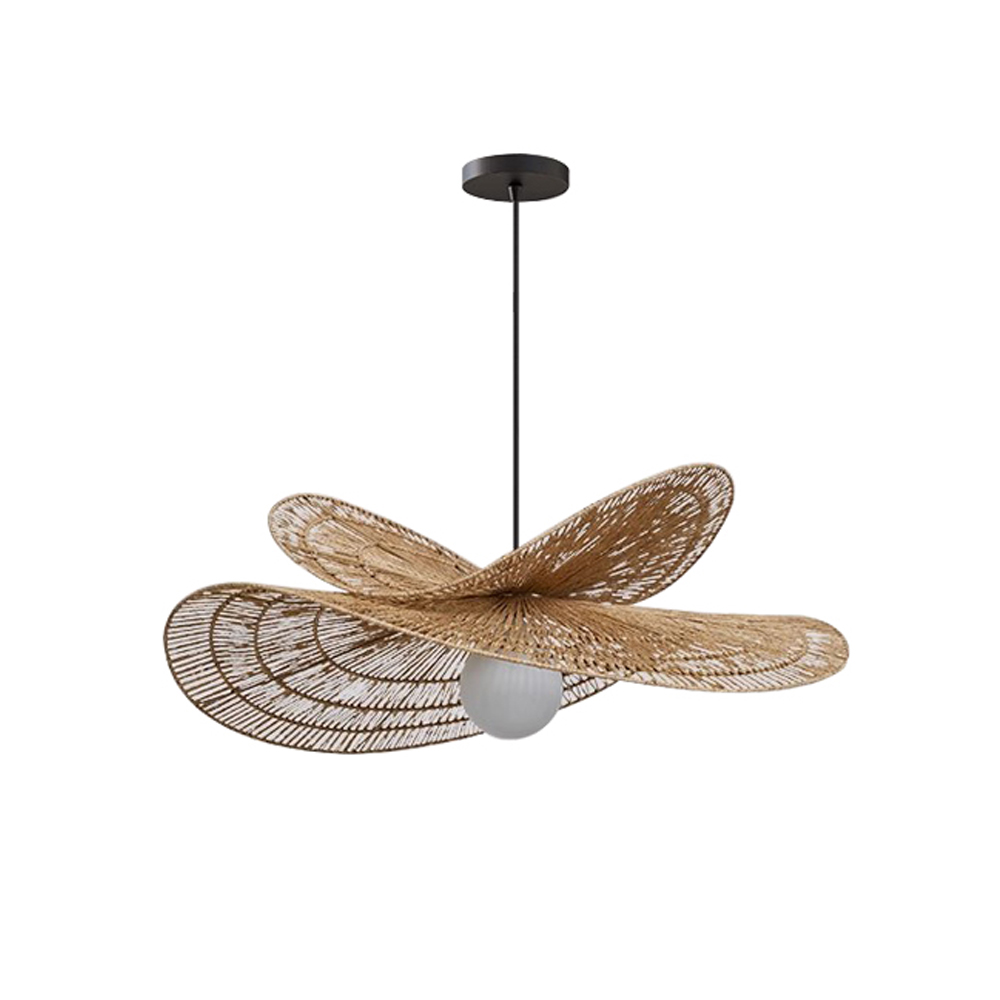 Handwoven Wabi-sabi Rattan Pendant Light Retro B&B Bedroom Living Room Creative Restaurant Chandelier-Handwovenlamp