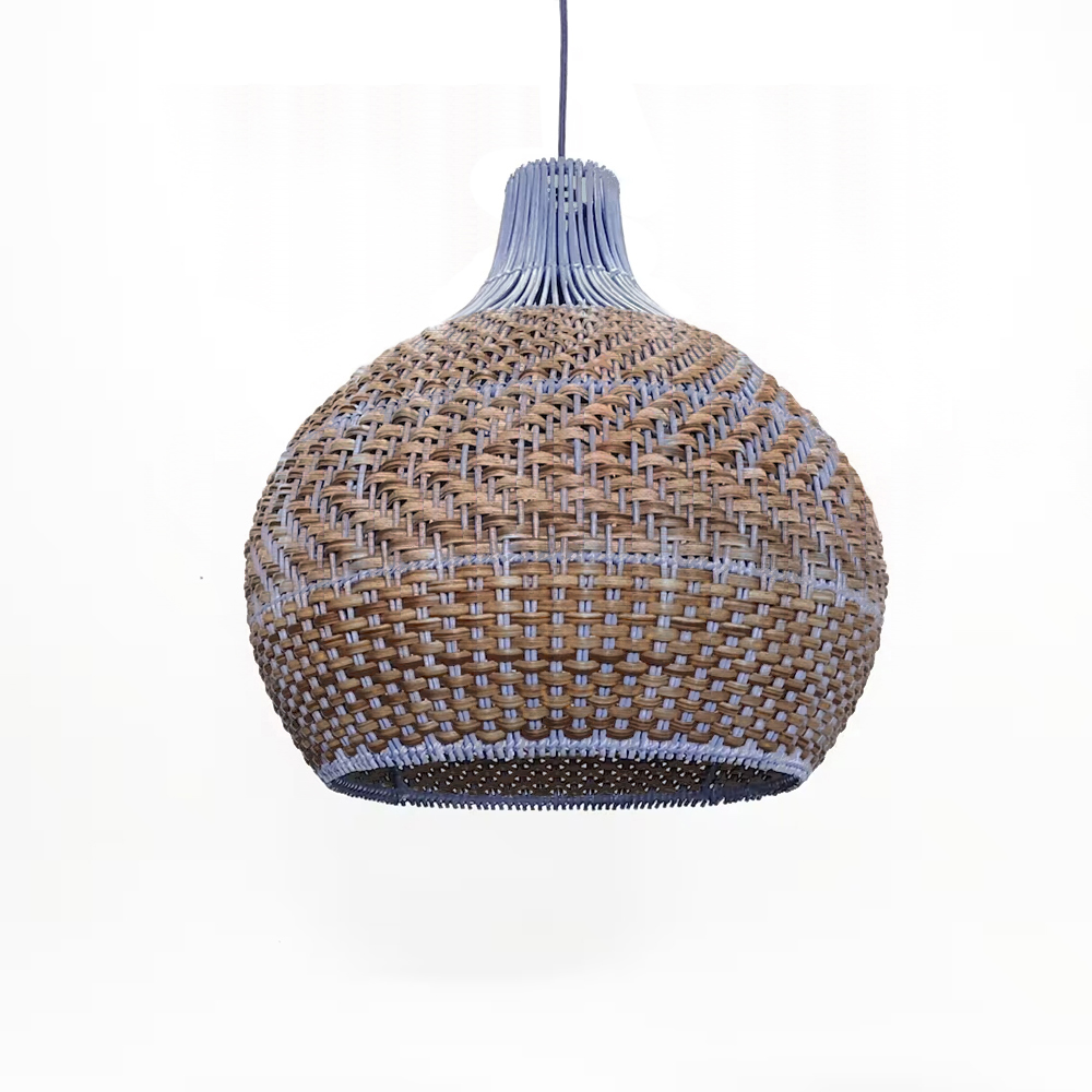 Hamptons Blue Rattan Pendant Light-Handwovenlamp