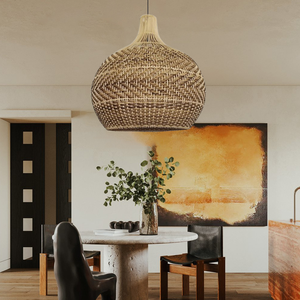 Arabica Rattan Pendant Light Hand Braided Drop Chandelier-Handwovenlamp