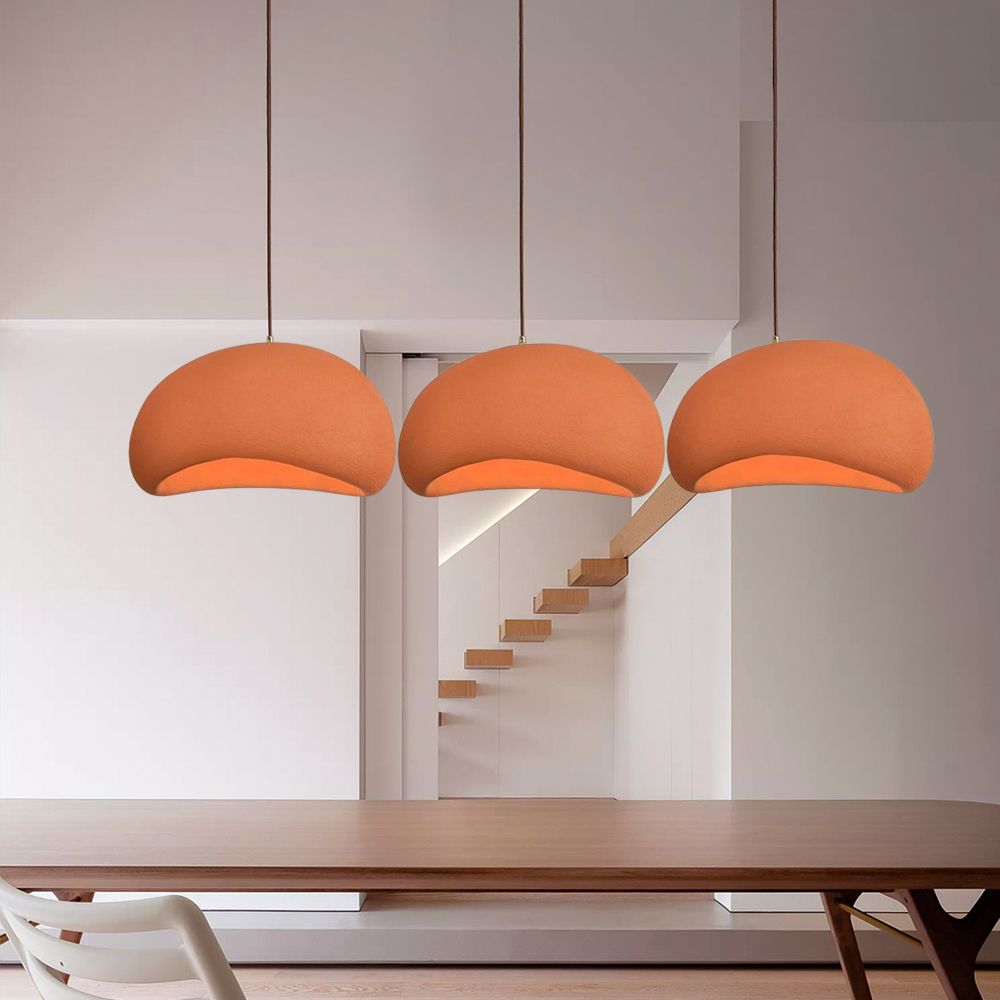 Macaron Chandelier Living Room Wabi Sabi Style Oval Pendant Lamps-Handwovenlamp