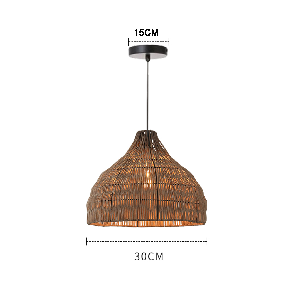 Wabi-sabi Style Stair Chandelier Duplex Loft Villa Rattan Pendant Lamp-Handwovenlamp