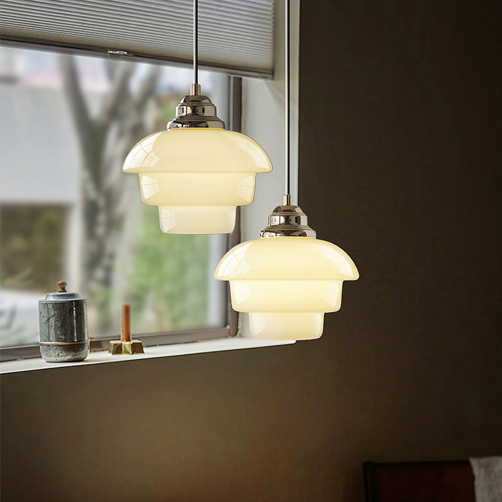 Bauhaus Milk White Glass Pendant Light Art Home Decor-Handwovenlamp