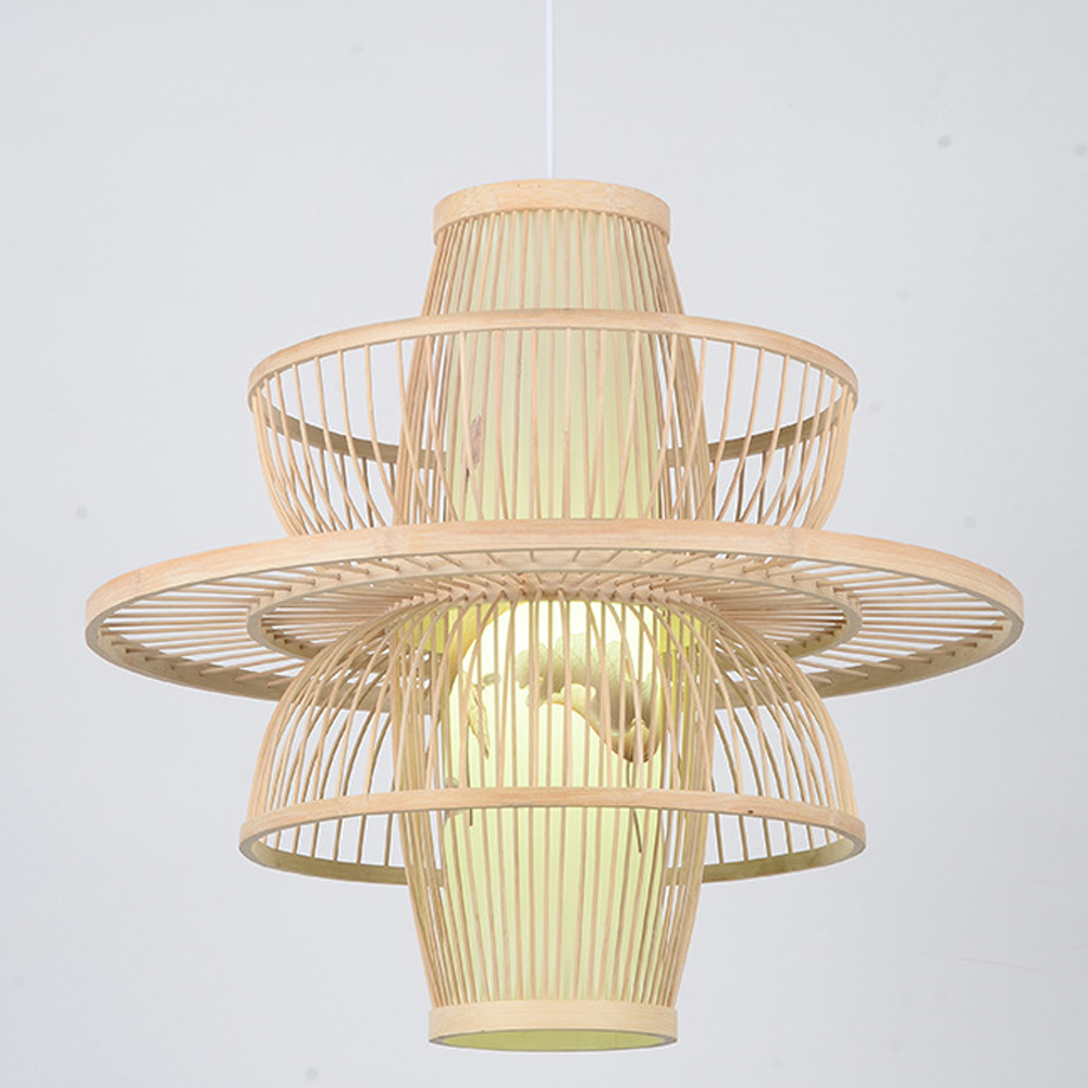 Japanese style simple lantern bamboo Pendant Light-Handwovenlamp