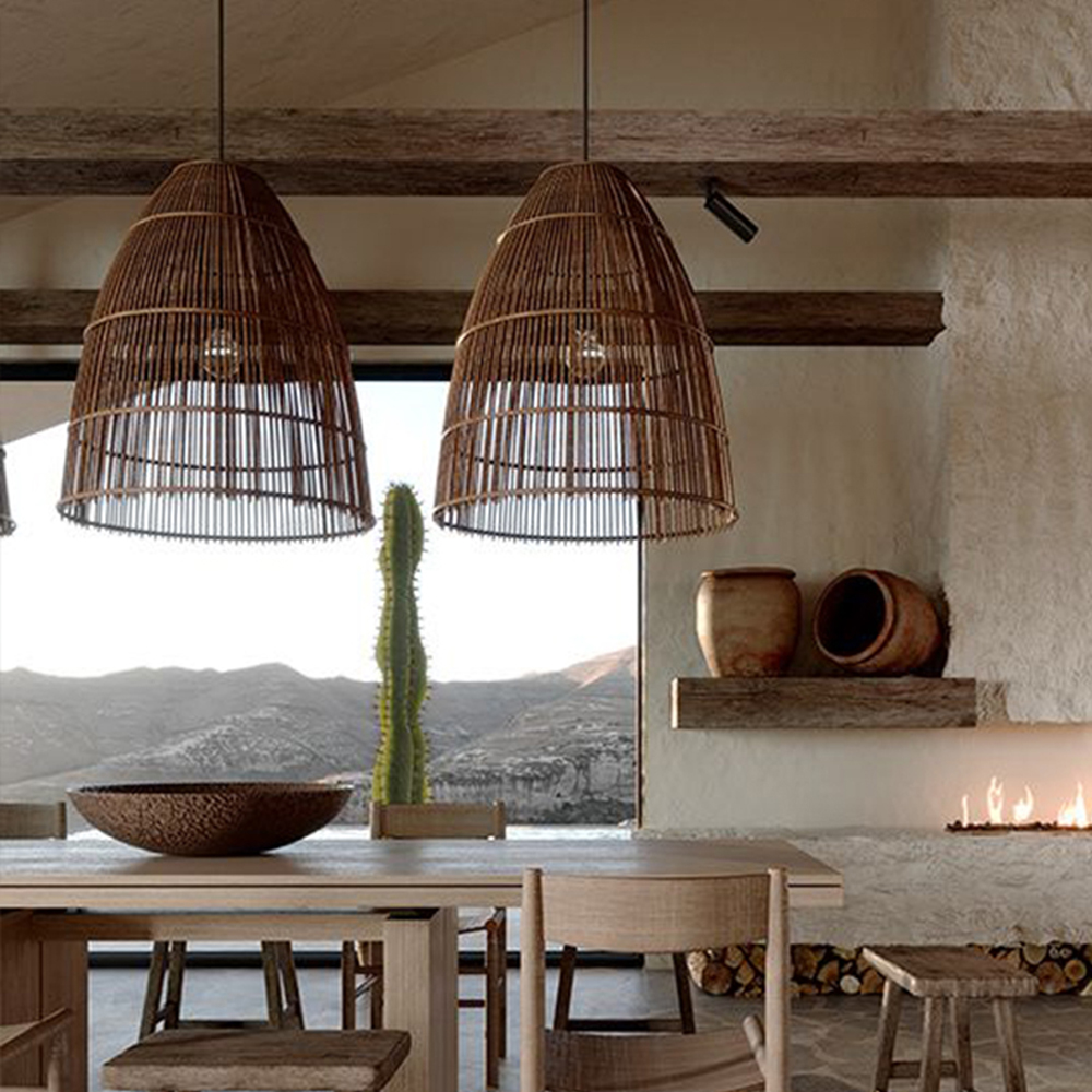 Japanese Style Hand-woven Rattan Chandelier Homestay Wabi Sabi Pendant Lamp-Handwovenlamp