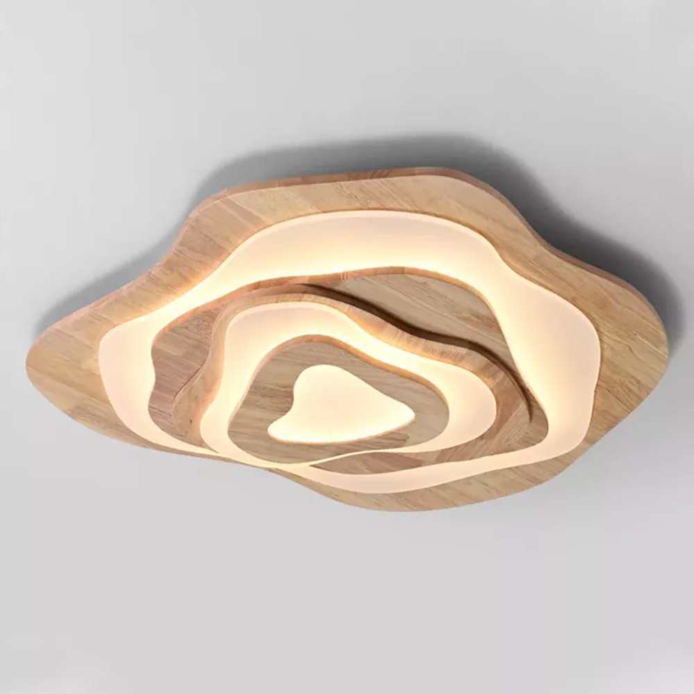 Nordic Irregular Flush Mount Solid Wooden Ceiling Light For Living Room-Handwovenlamp