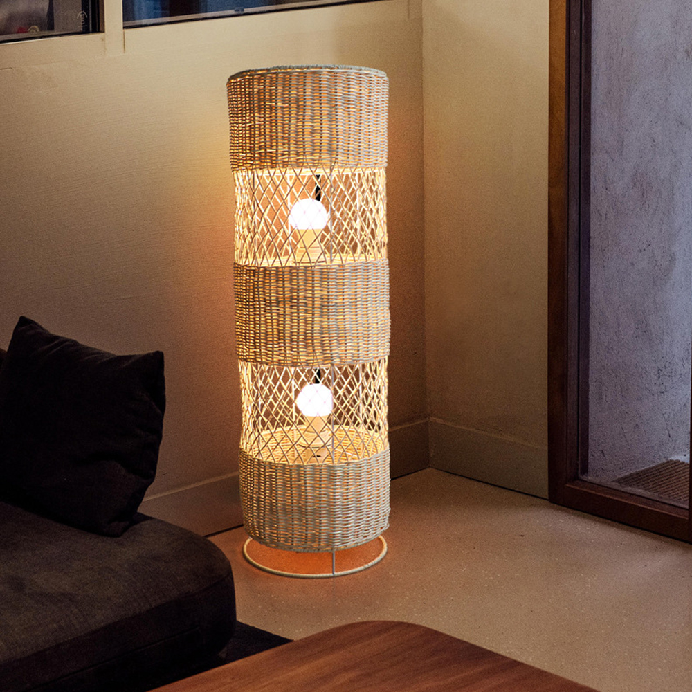 Japanese B&B Zen Rattan Floor Lamp-Handwovenlamp