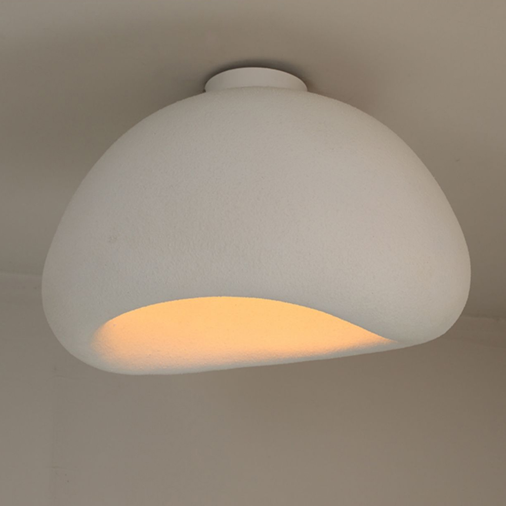 Simple Cream Flush Mount Ceiling Light For Living Room-Handwovenlamp