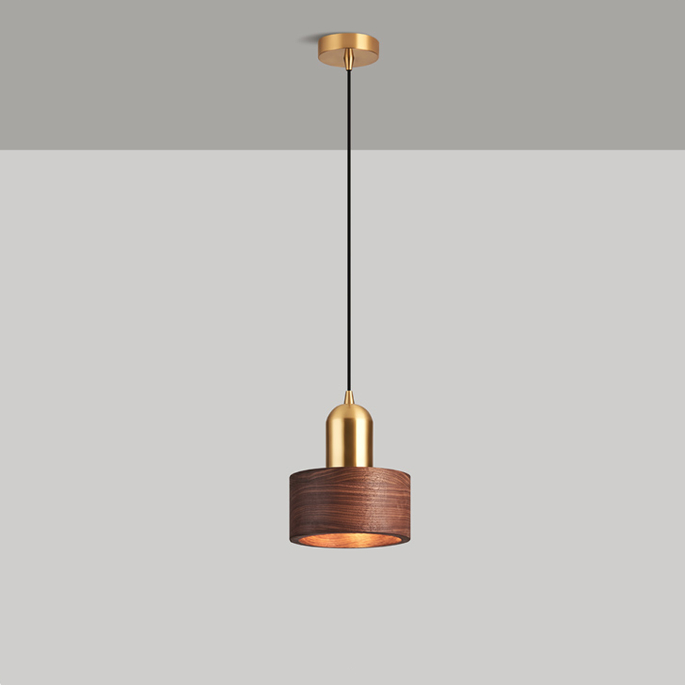Bedroom Bedside Chandelier Light Luxury Walnut Solid Wood Small Pendant Light-Handwovenlamp