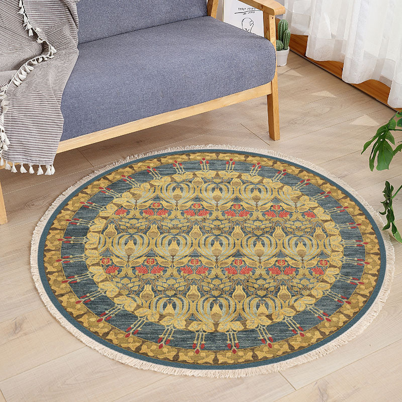 Round floor mat bedroom bedside living room decorative carpet-Handwovenlamp