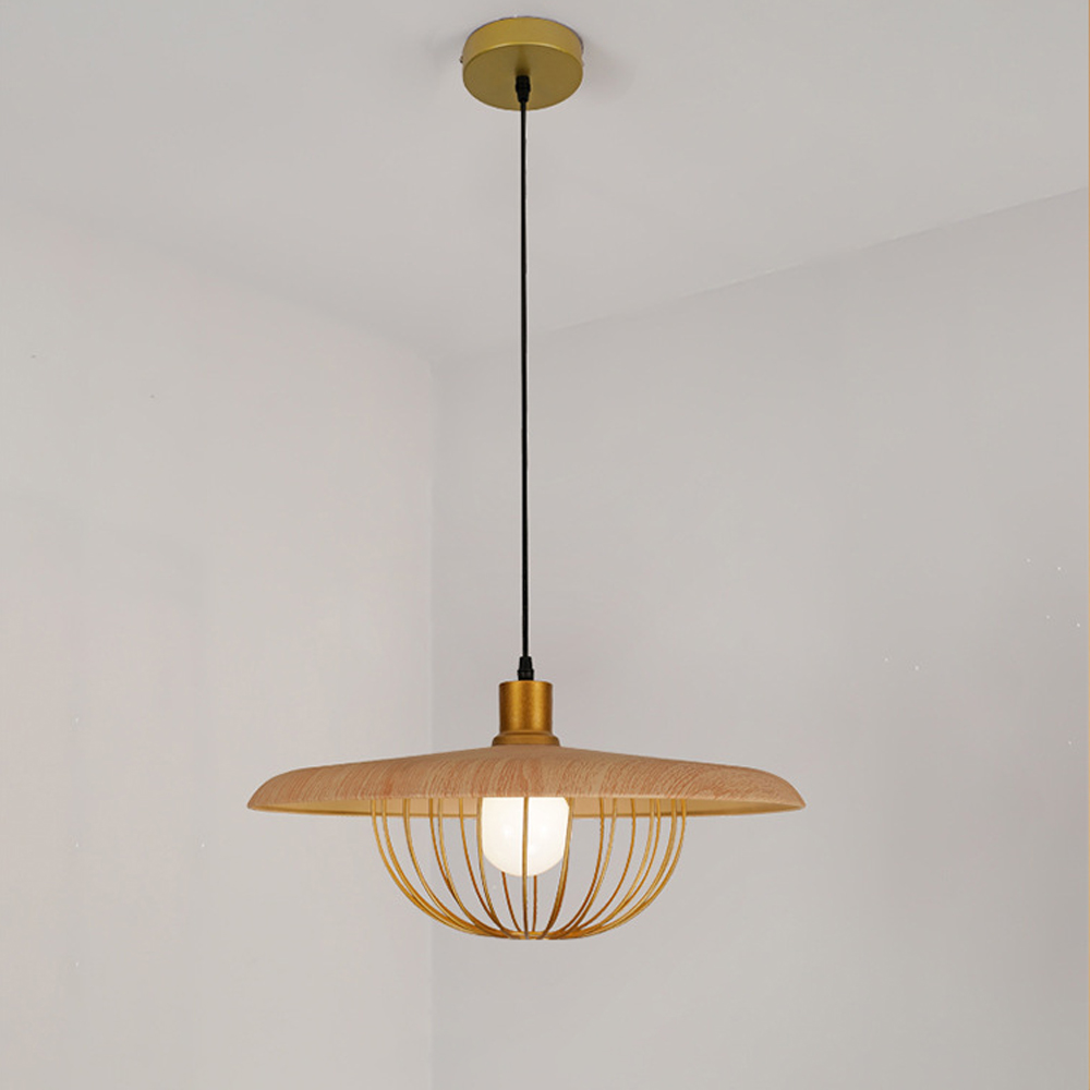 Modern Chandelier Interior Design Metal Wooden Pendant Light-Handwovenlamp