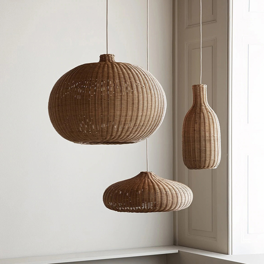 Nordic Rattan Handmade Pendant Lampshades for Kitchen Island-Handwovenlamp