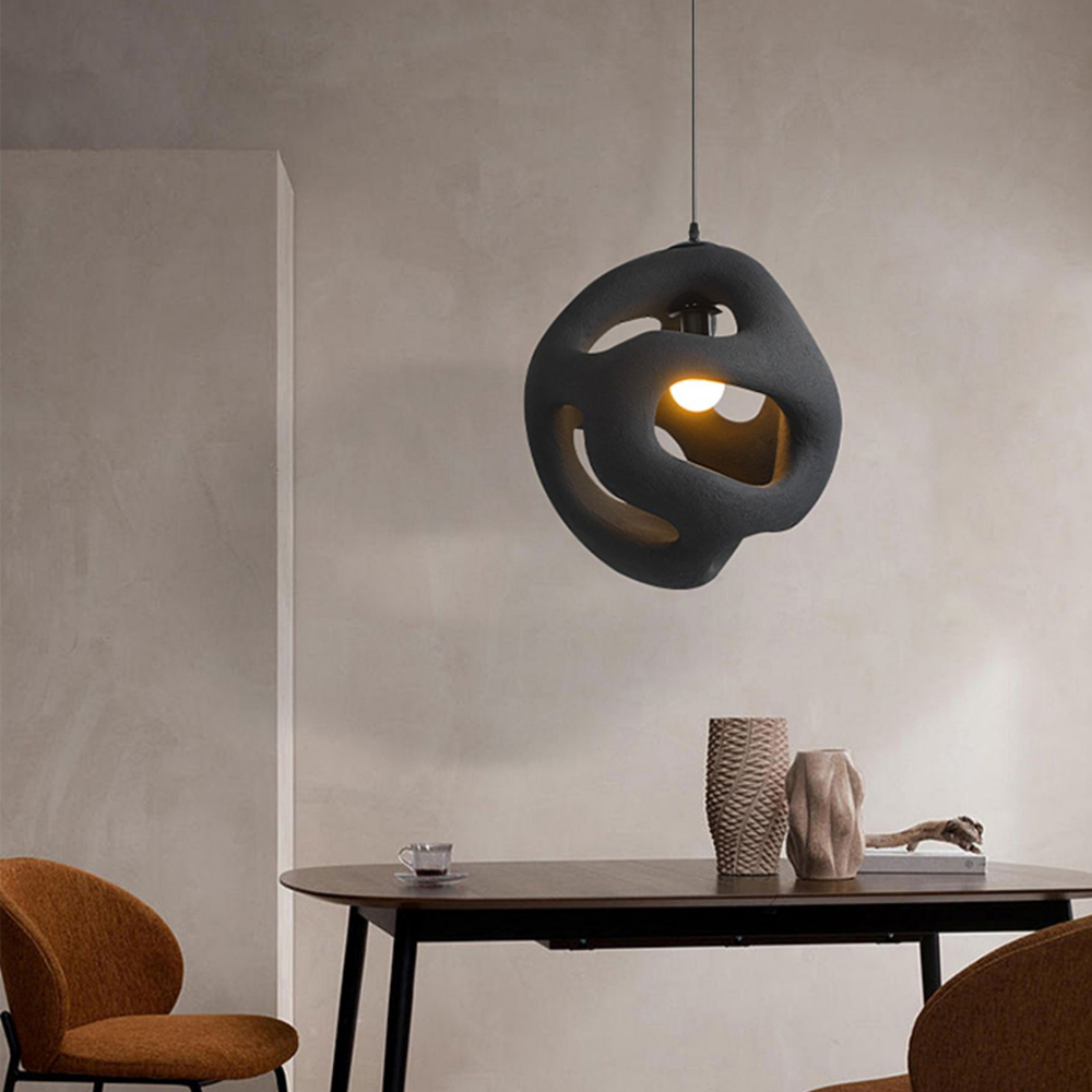 Wabi-Sabi Living Room Original Art Resin Chandelier Round Pendant Light-Handwovenlamp