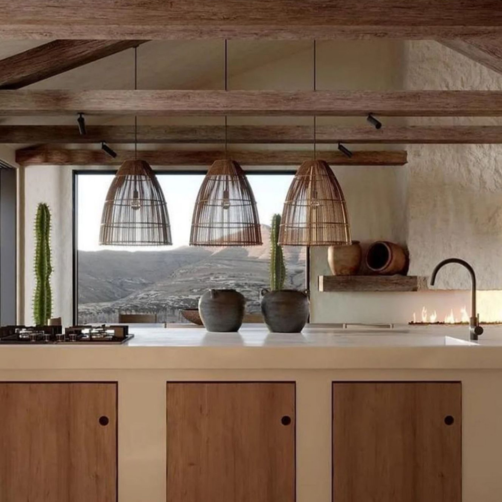 Japanese Style Hand-woven Rattan Chandelier Homestay Wabi Sabi Pendant Lamp-Handwovenlamp