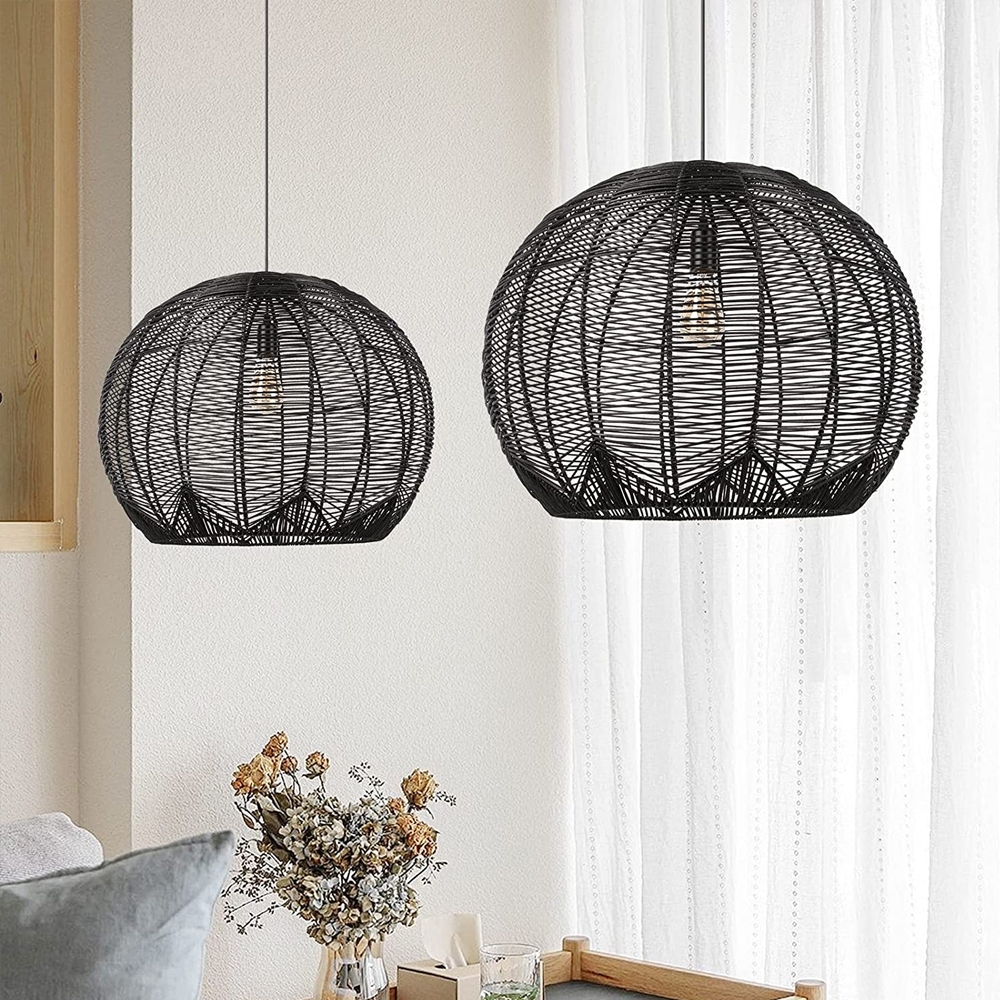 Japanese Bamboo Rattan Pendant Light Wabi-sabi Hand Woven Lampshade-Handwovenlamp