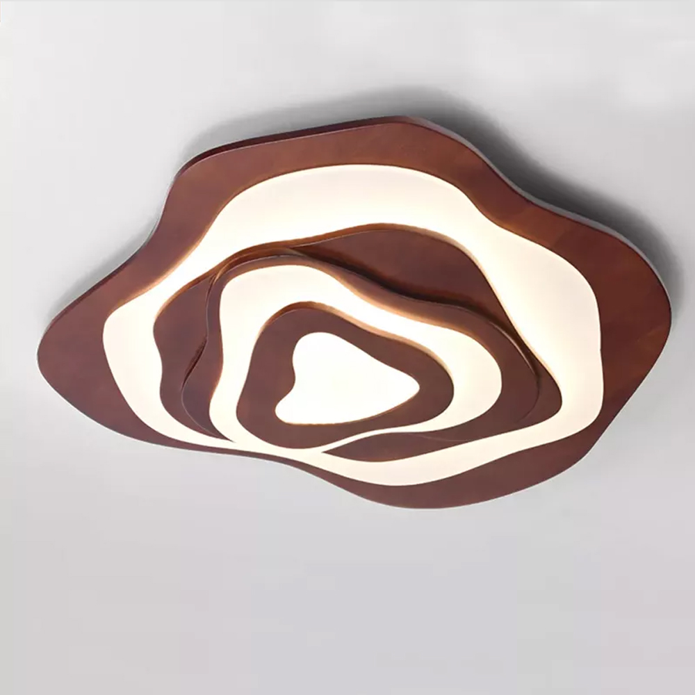 Nordic Irregular Flush Mount Solid Wooden Ceiling Light For Living Room-Handwovenlamp