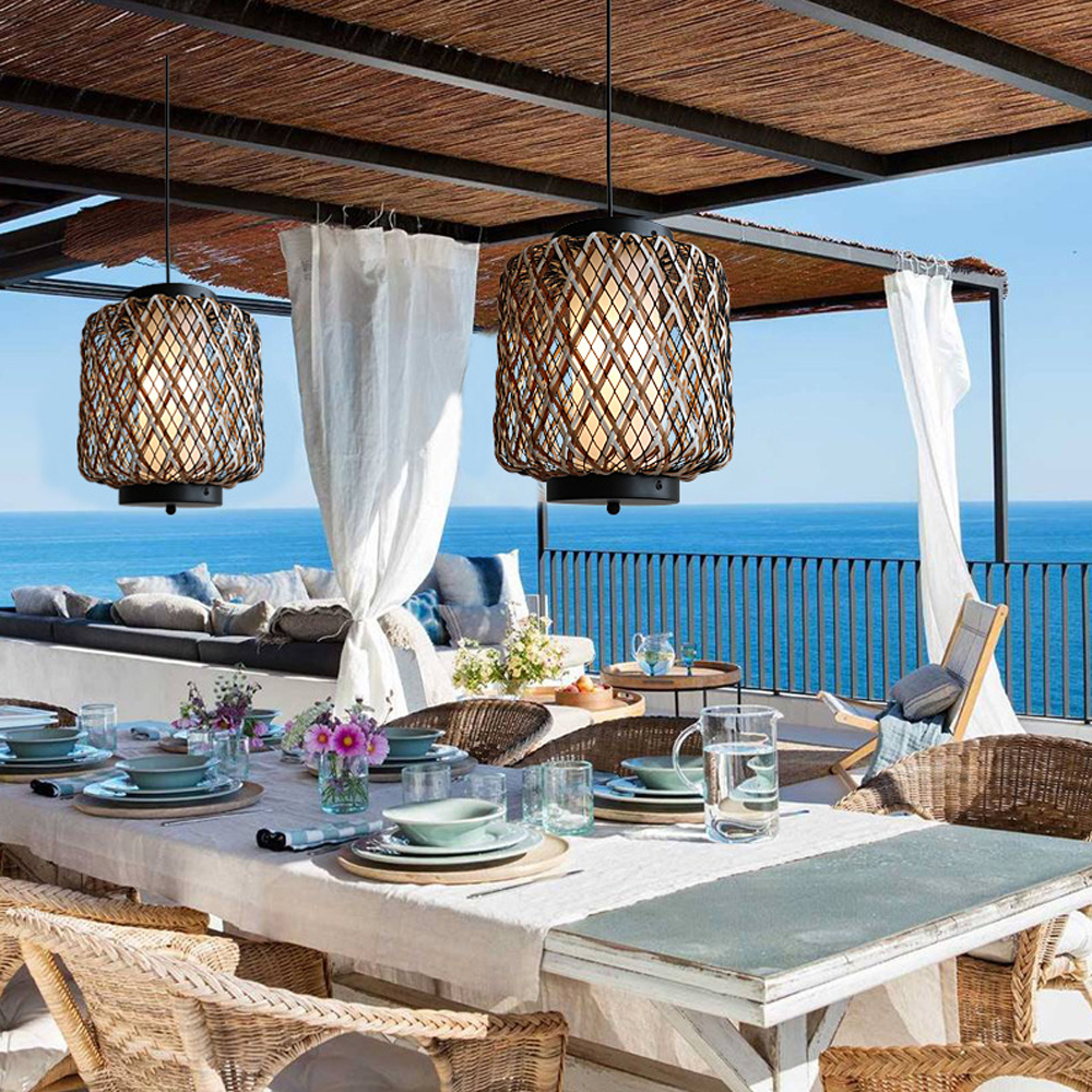 Outdoor Hanging Lights Pergola Light Garden Balcony Rattan Decorative Lamps-Handwovenlamp
