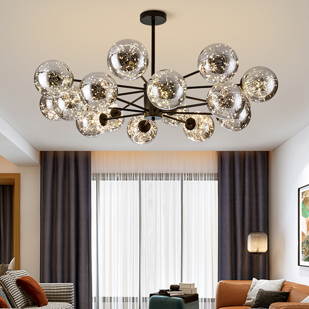 Modern Ceiling Chandelier Glass Ball Pendant Lamp For Living Room-Handwovenlamp