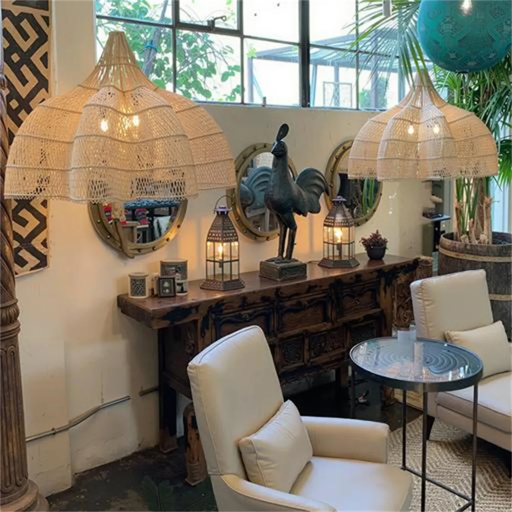 Rattan Novelty Pendant Lights Wicker Pendant Shade-Handwovenlamp